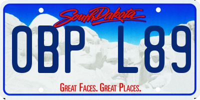 SD license plate 0BPL89