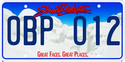 SD license plate 0BPO12