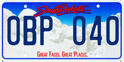 SD license plate 0BPO40