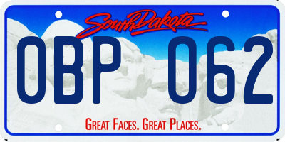 SD license plate 0BPO62