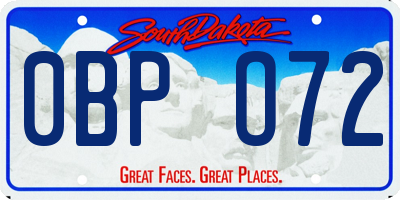 SD license plate 0BPO72