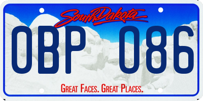 SD license plate 0BPO86