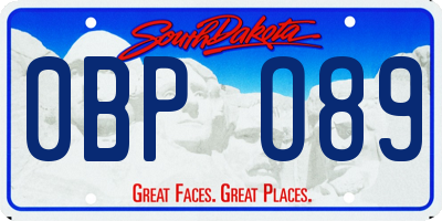 SD license plate 0BPO89