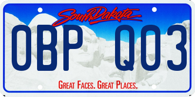 SD license plate 0BPQ03