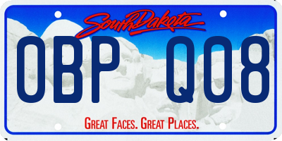 SD license plate 0BPQ08