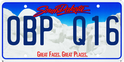 SD license plate 0BPQ16