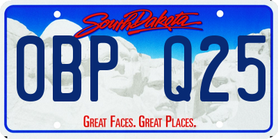 SD license plate 0BPQ25
