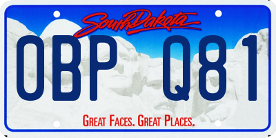 SD license plate 0BPQ81