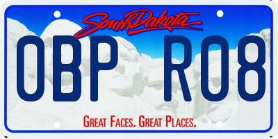 SD license plate 0BPR08