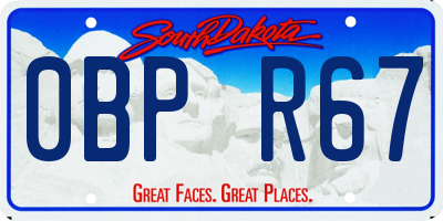 SD license plate 0BPR67