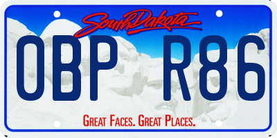 SD license plate 0BPR86