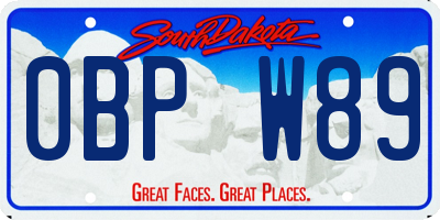 SD license plate 0BPW89