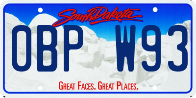 SD license plate 0BPW93