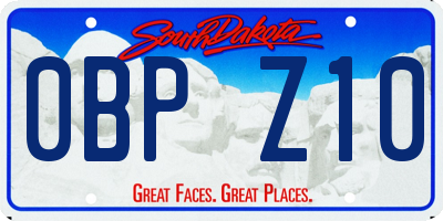 SD license plate 0BPZ10