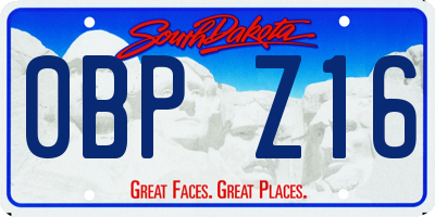 SD license plate 0BPZ16