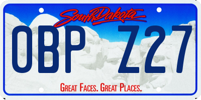 SD license plate 0BPZ27