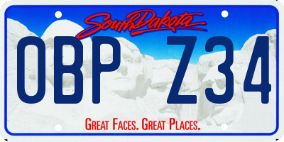 SD license plate 0BPZ34