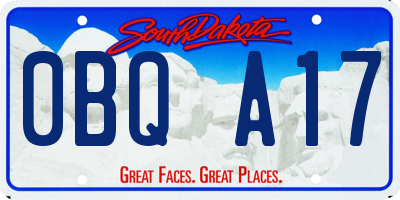 SD license plate 0BQA17