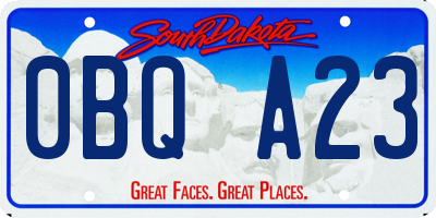 SD license plate 0BQA23