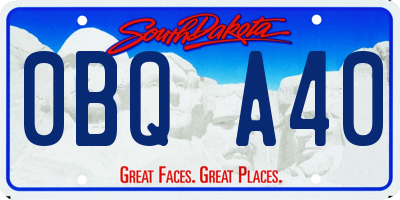SD license plate 0BQA40