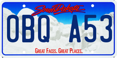SD license plate 0BQA53