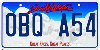 SD license plate 0BQA54