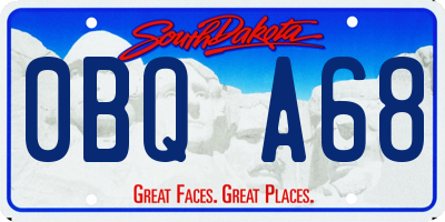 SD license plate 0BQA68