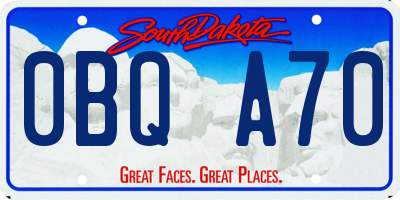 SD license plate 0BQA70