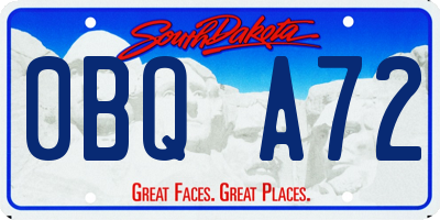 SD license plate 0BQA72