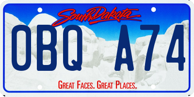 SD license plate 0BQA74