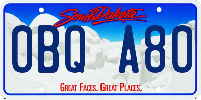 SD license plate 0BQA80