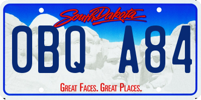 SD license plate 0BQA84