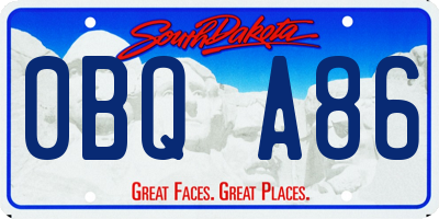 SD license plate 0BQA86