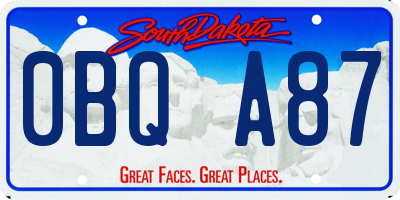 SD license plate 0BQA87