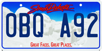 SD license plate 0BQA92