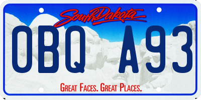 SD license plate 0BQA93
