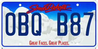 SD license plate 0BQB87