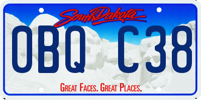 SD license plate 0BQC38