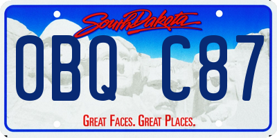 SD license plate 0BQC87