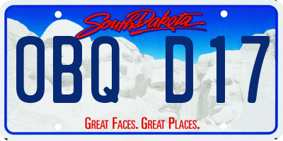 SD license plate 0BQD17
