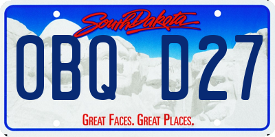 SD license plate 0BQD27