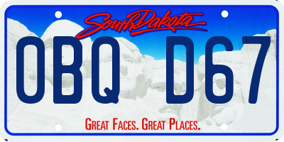 SD license plate 0BQD67