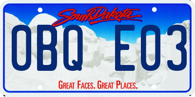 SD license plate 0BQE03