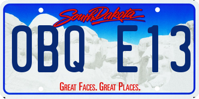 SD license plate 0BQE13