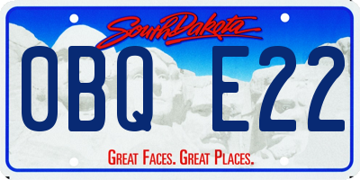 SD license plate 0BQE22