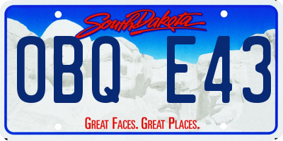 SD license plate 0BQE43