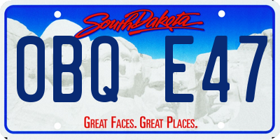 SD license plate 0BQE47