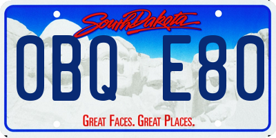 SD license plate 0BQE80