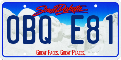 SD license plate 0BQE81