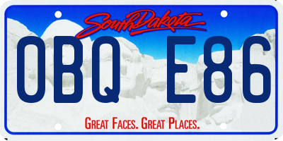 SD license plate 0BQE86